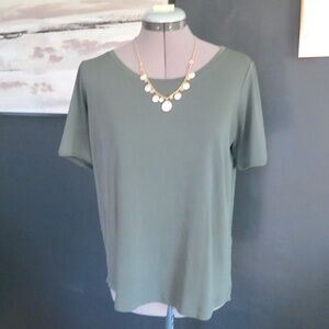 Eileen Fisher 100% Silk Blouse Top Green Size Medium